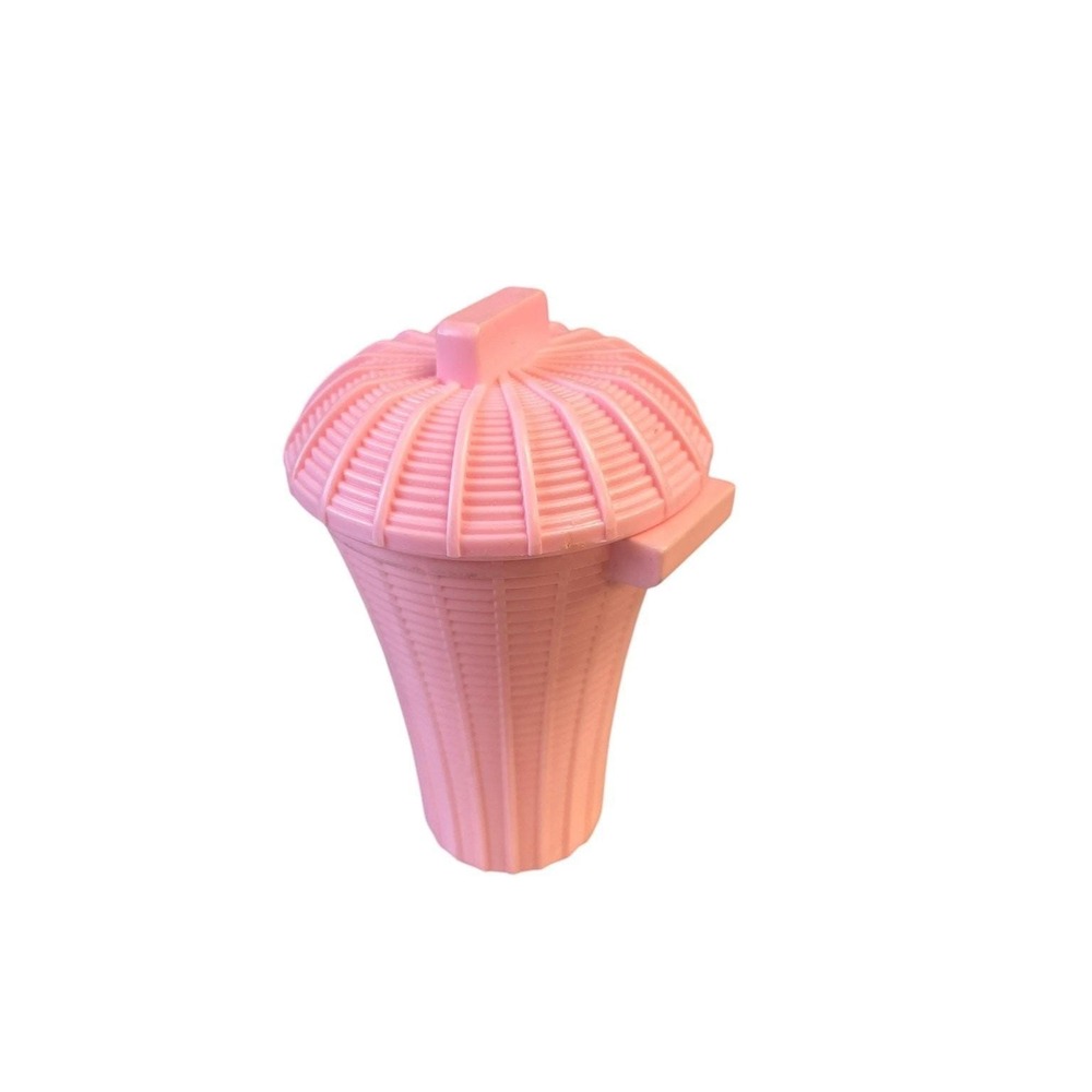 Fisher-Price Dollhouse Accessory Pink Basket Laundry Basket and Lid‎